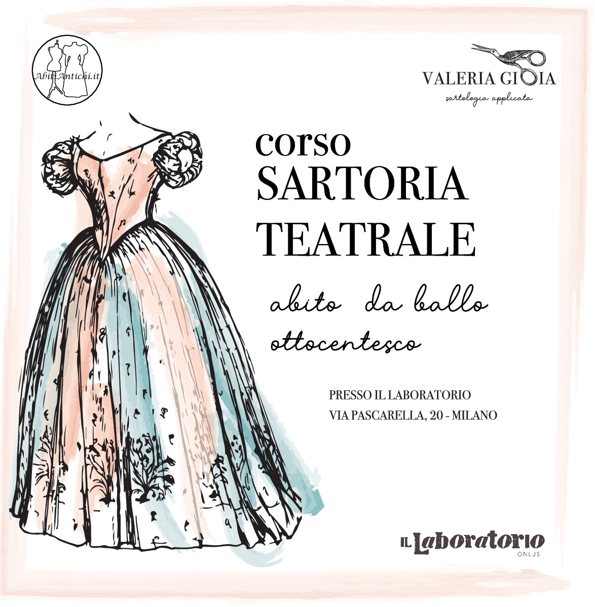 Grande novità: corso di sartoria teatrale sull’abito Vittoriano.
